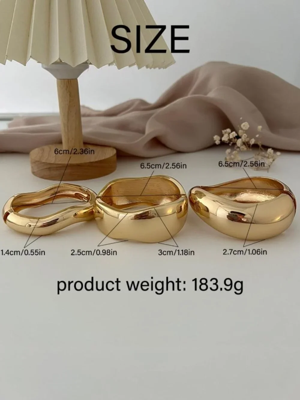Trendy Chunky Gold Bangle Bracelets Set, 14k Plated Cuff Stackable Jewelry Gifts